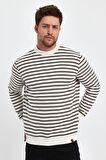 ALEXANDERGARDI BİSİKLET YAKA ÇİZGİLİ SWEATSHİRT(E23-761A-ERK)