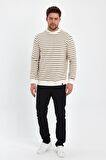 ALEXANDERGARDI BİSİKLET YAKA ÇİZGİLİ SWEATSHİRT(E23-761A-ERK)