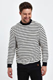 ALEXANDERGARDI BİSİKLET YAKA ÇİZGİLİ SWEATSHİRT(E23-761A-ERK)