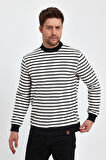 ALEXANDERGARDI BİSİKLET YAKA ÇİZGİLİ SWEATSHİRT(E23-761A-ERK)
