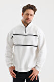ALEXANDERGARDI İÇİ POLARLI ÇİZGİLİ DİK YAKA FERMUARLI SWEATSHIRT (E24-00172)