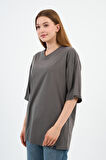 V Yaka Oversize T-shirt (E24-742A-WN)