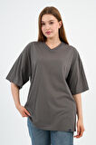 V Yaka Oversize T-shirt (E24-742A-WN)