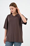 V Yaka Oversize T-shirt (E24-742A-WN)