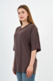 V Yaka Oversize T-shirt (E24-742A-WN)