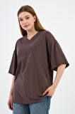 V Yaka Oversize T-shirt (E24-742A-WN)