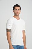 ALEXANDERGARDI FİTİLLİ V YAKA REGULAR FİT T-SHİRT (E24-74602)