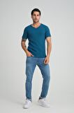 ALEXANDERGARDI FİTİLLİ V YAKA REGULAR FİT T-SHİRT (E24-74602)