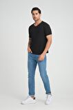 ALEXANDERGARDI FİTİLLİ V YAKA REGULAR FİT T-SHİRT (E24-74602)
