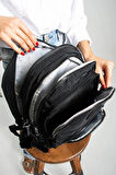  Sanmorris Unisex Suya Dayanıklı Krinkıl Kumaş Çok Gözlü Orta Boy Laptop Okul ve Sırt Çantası