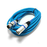 Estello E4004B XLR Erkek-XLR Dişi PVC Ara Kablo,8 metre,Mavi renk