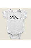 Amca Yan Sanayi Baba Yazılı Pamuklu Yumuşak Unisex Çıtçıtlı Body Zıbın