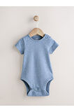 Next Baby %100 Pamuklu Mavi Beyaz Çizgili Gemi Desenli Kısa Kollu Salopet Body Zıbın Set