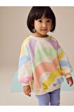 Next Baby Pamuklu  Pembe Gökkuşağı Desenli Uzun Kollu Sweatshirt Tayt Alt Üst Takım