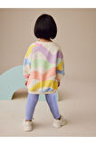 Next Baby Pamuklu  Pembe Gökkuşağı Desenli Uzun Kollu Sweatshirt Tayt Alt Üst Takım