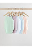 % 100 Pamuklu Pastel Neon Renkler İp Askılı 5'li Body Zıbın Set