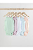 % 100 Pamuklu Pastel Neon Renkler İp Askılı 5'li Body Zıbın Set