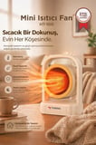 Premium Bebek Odası Soğuk Çalışma Masası Mini Isıtıcı Fan HT100 Bej 500W