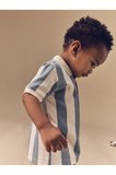 Next Baby Pamuklu Mavi Çizgili Kısa Kollu Polo Thsirt Şort Alt Üst Takım