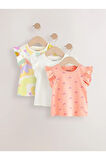 Pamuklu Gökkuşağı Desenli Kısa Kollu Taytlı 3'lü Alt Üst Takım
