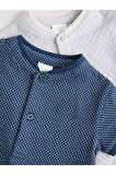 Next Baby 100% Pamuklu Lacivert Gri 2'li Romper Set