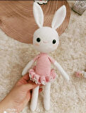 Amigurumi tavşan uyku arkadaşı hediyelik oyuncak pembe elbiseli balerin tavşan Dukakidstoys 