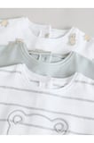 Next Baby %100 Pamuklu Beyaz Gri Ayı Desenli 3'lü Romper Set