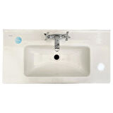 VİTRA Mia Antrasit Füme 80 cm Banyo Dolabı+Ayna+Lavabo+Aplik