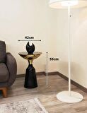 Olympos Dekoratif Parlak Siyah Uzun Model Gold Sehpa 55 cm