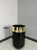 Dekoratif Gold Darbuka Parlak Siyah Saksı 70cm
