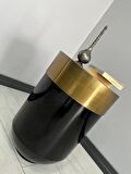 Dekoratif Eskitme Darbuka Parlak Siyah Sehpa 70cm
