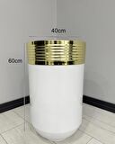 ELEGANT Dekoratif Gold Darbuka Parlak Beyaz Saksı 60cm