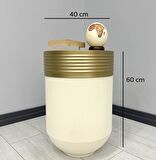 ELEGANT Dekoratif Eskitme Darbuka Krem Sehpa 60cm