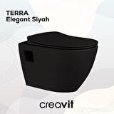 Creavit Terra Mat Siyah Asma Klozet + Duroplast Yavaş Kapanır Kapak + VitrA Siyah Gömme Rezervuar Set
