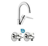 Artema Solid S Kuğu Lavabo Bataryası + 2'li Ara Musluk Set