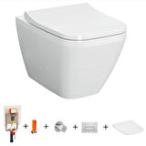 VitrA İntegra Square Rim-Ex Asma Klozet + Slim Duroplast Yavaş Kapak + Gömme Rezervuar  SET