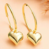 Gümüş Gold Kalp Sallantılı Kadın Küpe