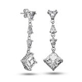 Gümüş Ice Cut Zirkon Taşlı Işıltılı Kadın Küpe