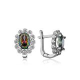 Gümüş Mistik Topaz Çiçek Desenli J Kadın Küpe