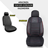 Skoda Fabia Araçlara Uyumlu Oto Koltuk Kılıfı Seti - Violet Serisi Siyah/Kırmızı