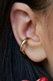 Büyük Boy Bombeli Halka Model Earcuff Kıkırdak Küpesi