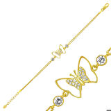 Ebuz Gümüş Gold Kelebek Kadın Bileklik