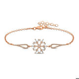 Ebuz Gümüş Rose Baget Taşlı Kar Tanesi Bileklik