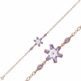 Ebuz Gümüş Rose Lila Lotus Çiçeği Bileklik