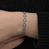 Ebuz ​Gümüş Nazar Boncuklu Kadın Bileklik