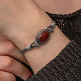 Ebuz Gümüş Akik Taşlı Kazaziye Bileklik