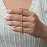 Ebuz Gümüş Kare Beyaz Taşlı Su Yolu Kadın Bileklik