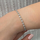 Ebuz Gümüş Kare Beyaz Taşlı Su Yolu Kadın Bileklik