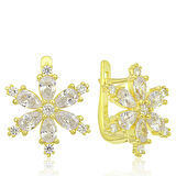 Ebuz Gümüş Gold Beyaz Lotus Çiçeği Kadın Küpe