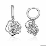 Ebuz Gümüş Sallantılı Gül Kadın Küpe